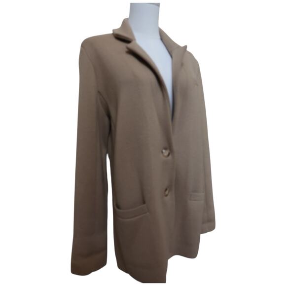 TWP Knit Merino Wool Boyfriend Blazer Jacket In Camel Size L - Picture 6 of 14